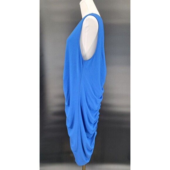 Torrid Blue Dress 2X Ruched Jersey Knit Shirtdress Sleeveless 2 Plus Size - Picture 4 of 8